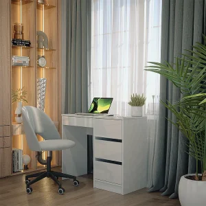 Bureau wit hoogglans 90x40x75 sherry