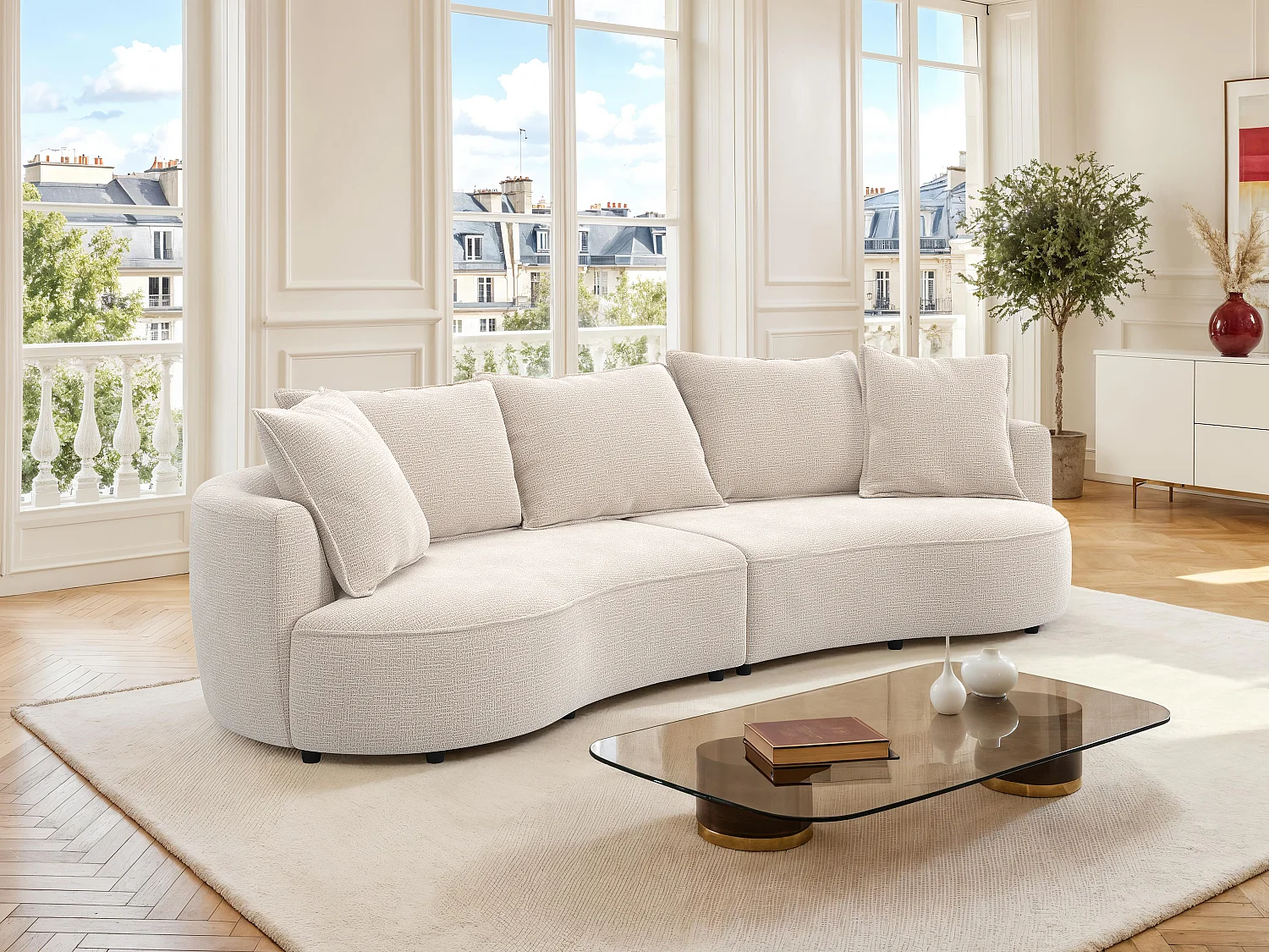 4-zits bank in beige chenille stof CEPRANO van Maison Céphy