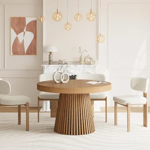 Uitschuifbare eettafel voor 4 tot 6 personen eikenfineer – Naturel – CARMIZA Uitschuifbare eettafel voor 4 tot 6 personen eikenfineer – Naturel – CARMIZA