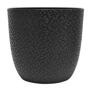 Cache-pot design zwart multifacetten Ø 29,5 cm van kunststof zonder poten, ideaal voor standaard bloempotten