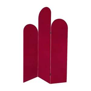 Asymmetrisch 3-delig kamerscherm van fluweel, L. 120 x H. 180 cm, Rood, CARMIDA Asymmetrisch 3-delig kamerscherm van fluweel, L. 120 x H. 180 cm, Rood, CARMIDA