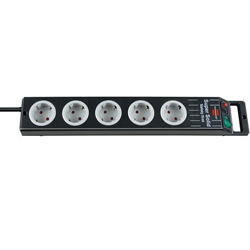 Brennenstuhl stekkerdoos 5V met schakelaar en overspanningsbeveiliging zwart 1,5 mm 2,5 Meter