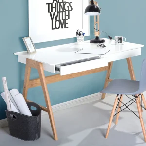 Bureau SHESLAY Wit 120 cm 70 cm met opbergruimte Bureau SHESLAY Wit 120 cm 70 cm met opbergruimte