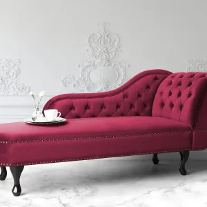 Chaise longue fluweel bordeauxrood rechtszijdig NIMES Chaise longue fluweel bordeauxrood rechtszijdig NIMES