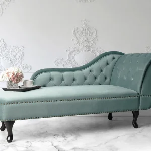 Chaise longue fluweel mintgroen rechtszijdig NIMES Chaise longue fluweel mintgroen rechtszijdig NIMES