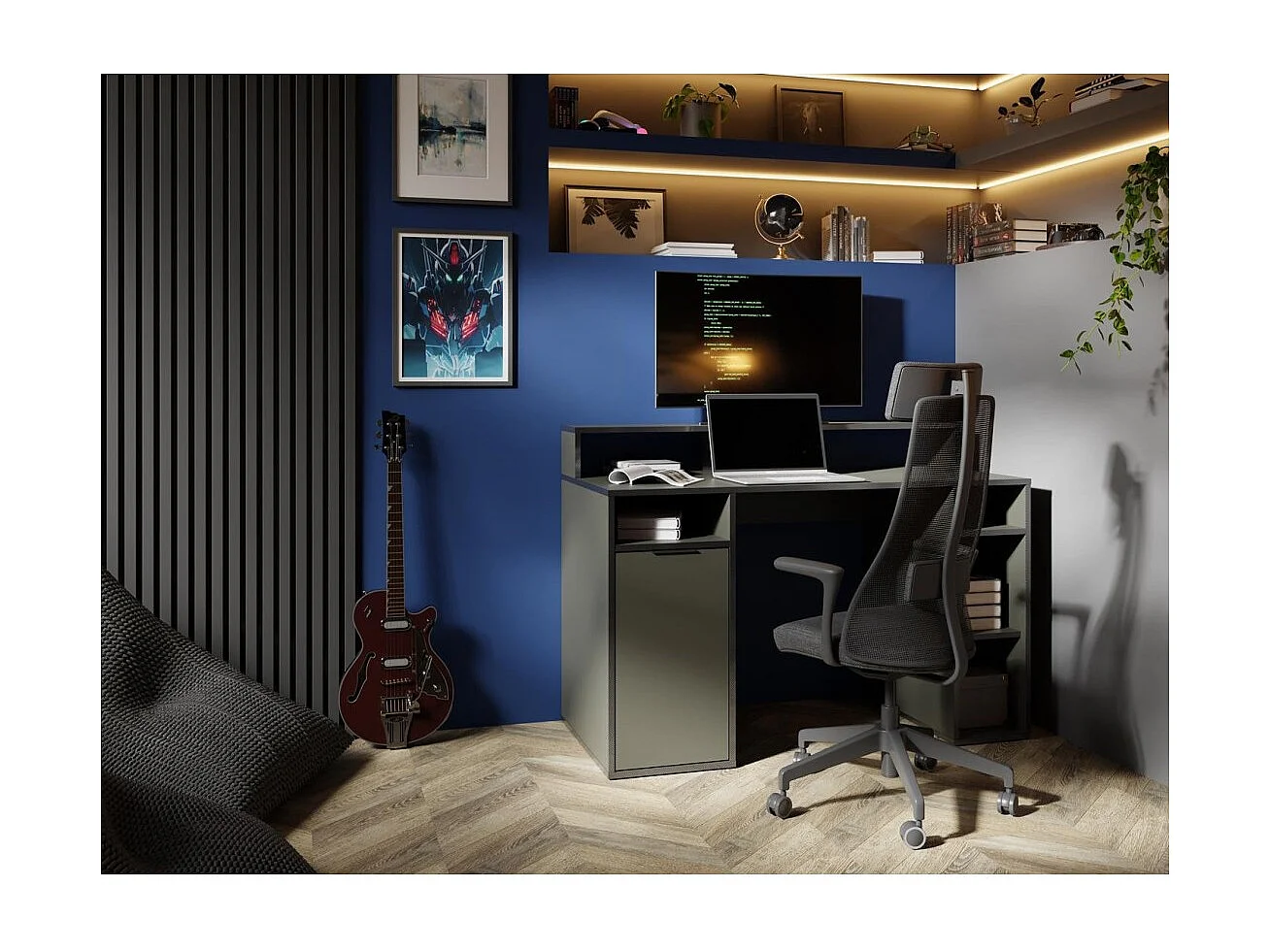 Bureau 1 Deur GRAPHIX - 125 cm - Grafietgrijs - Collectie GRAPHIX