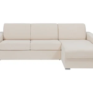 Omkeerbare hoekslaapbank express met hoek in beige stof – 140 cm – 18 cm – CALITO Omkeerbare hoekslaapbank express met hoek in beige stof – 140 cm – 18 cm – CALITO