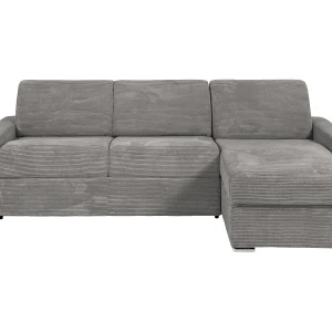 Hoekslaapbank express in lichtgrijs corduroy 160 cm brede latten 14 CALITO