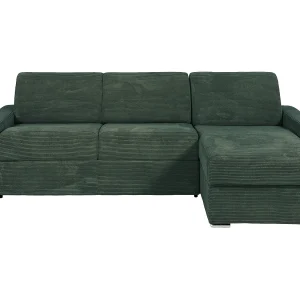 Omkeerbare hoekslaapbank express groene ribfluweel 160 cm 18 cm CALITO Omkeerbare hoekslaapbank express groene ribfluweel 160 cm 18 cm CALITO
