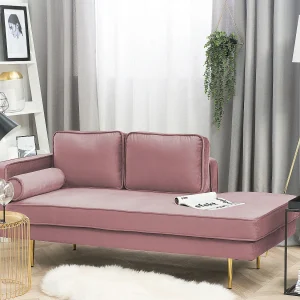Chaise longue fluweel roze linkszijdig MIRAMAS Chaise longue fluweel roze linkszijdig MIRAMAS