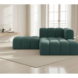 Chaise Longue Met Hocker Grand, Veloursstof Salvador, Azurblauw, Rechts Chaise Longue Met Hocker Grand, Veloursstof Salvador, Azurblauw, Rechts