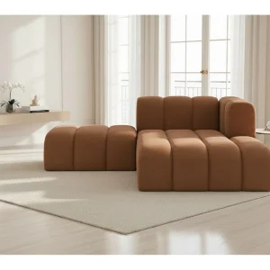 Chaise Longue Met Hocker Grand, Veloursstof Salvador, Donkerbruin, Rechts Chaise Longue Met Hocker Grand, Veloursstof Salvador, Donkerbruin, Rechts