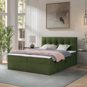 Boxspring toronto – 140×200 cm groen gerra 50 – bouclé tweepersoons Boxspring toronto – 140×200 cm groen gerra 50 – bouclé tweepersoons