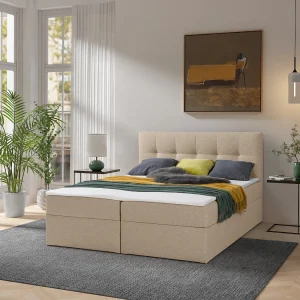 Boxspring toronto – 180×200 cm latte herbi 55 – geweven tweepersoons Boxspring toronto – 180×200 cm latte herbi 55 – geweven tweepersoons