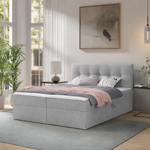 Boxspring toronto – 140×200 cm grijs gerra 65 – bouclé tweepersoons Boxspring toronto – 140×200 cm grijs gerra 65 – bouclé tweepersoons