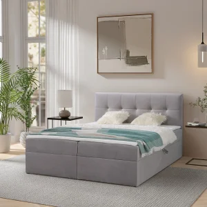 Boxspring toronto – 180×200 cm grijs amor velvet 4318 – tweepersoons