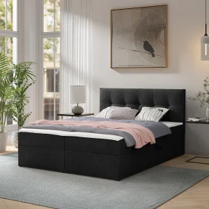 Boxspring toronto – 160×200 cm zwart gerra 75 – bouclé tweepersoons Boxspring toronto – 160×200 cm zwart gerra 75 – bouclé tweepersoons