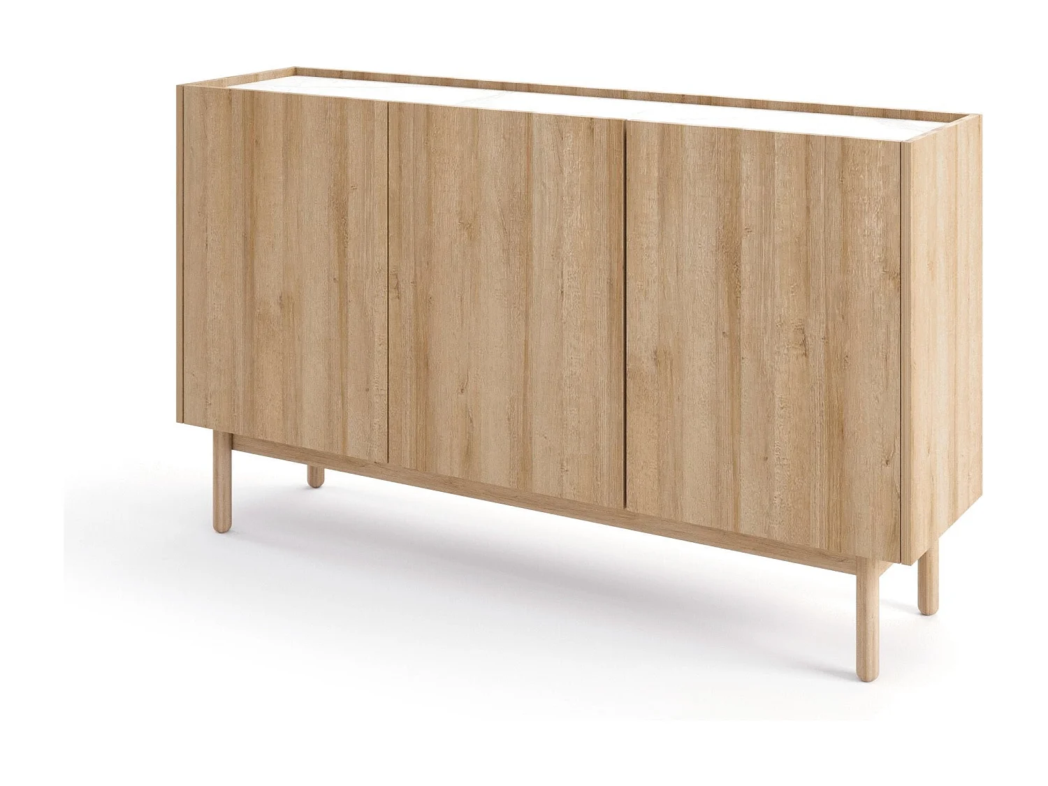 Buffet 3 deuren in hout lamellen 144x83 cm