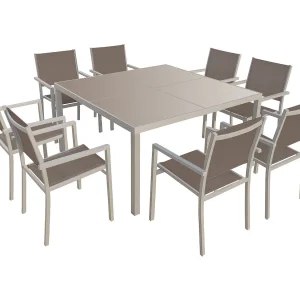 CAGLIARI taupe textilene tuinset 8 zitplaatsen – taupe aluminium CAGLIARI taupe textilene tuinset 8 zitplaatsen – taupe aluminium
