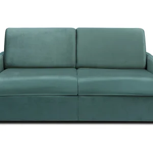 Slaapbank fluweel smaragdgroen traagschuim zitting 140 cm matras 22 cm CALIFE Slaapbank fluweel smaragdgroen traagschuim zitting 140 cm matras 22 cm CALIFE