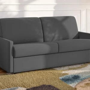 Slaapbank express grijze stof traagschuim zitting 140 cm matras 18 cm CALIFE Slaapbank express grijze stof traagschuim zitting 140 cm matras 18 cm CALIFE