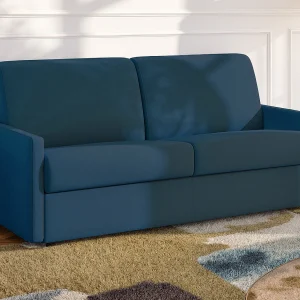Slaapbank express nachtblauw stof traagschuim zitting 140 cm matras 18 cm CALIFE Slaapbank express nachtblauw stof traagschuim zitting 140 cm matras 18 cm CALIFE