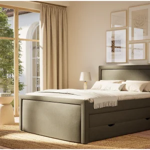 Boxspringbed met hoofdbord + matras + dekmatras – 200×200 cm – grafiet – FRESCO