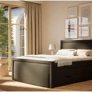 Boxspringbed met hoofdbord + matras + dekmatras – 160×200 cm – zwart – FRESCO Boxspringbed met hoofdbord + matras + dekmatras – 160×200 cm – zwart – FRESCO