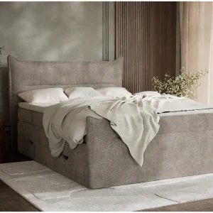 Boxspringbed met hoofdbord + matras + dekmatras – 140×200 cm – bruin – PELINO Boxspringbed met hoofdbord + matras + dekmatras – 140×200 cm – bruin – PELINO