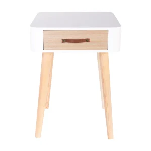 Wit Nachtkastje met 1 Lade in Moderne Scandinavische Stijl Wit Nachtkastje met 1 Lade in Moderne Scandinavische Stijl