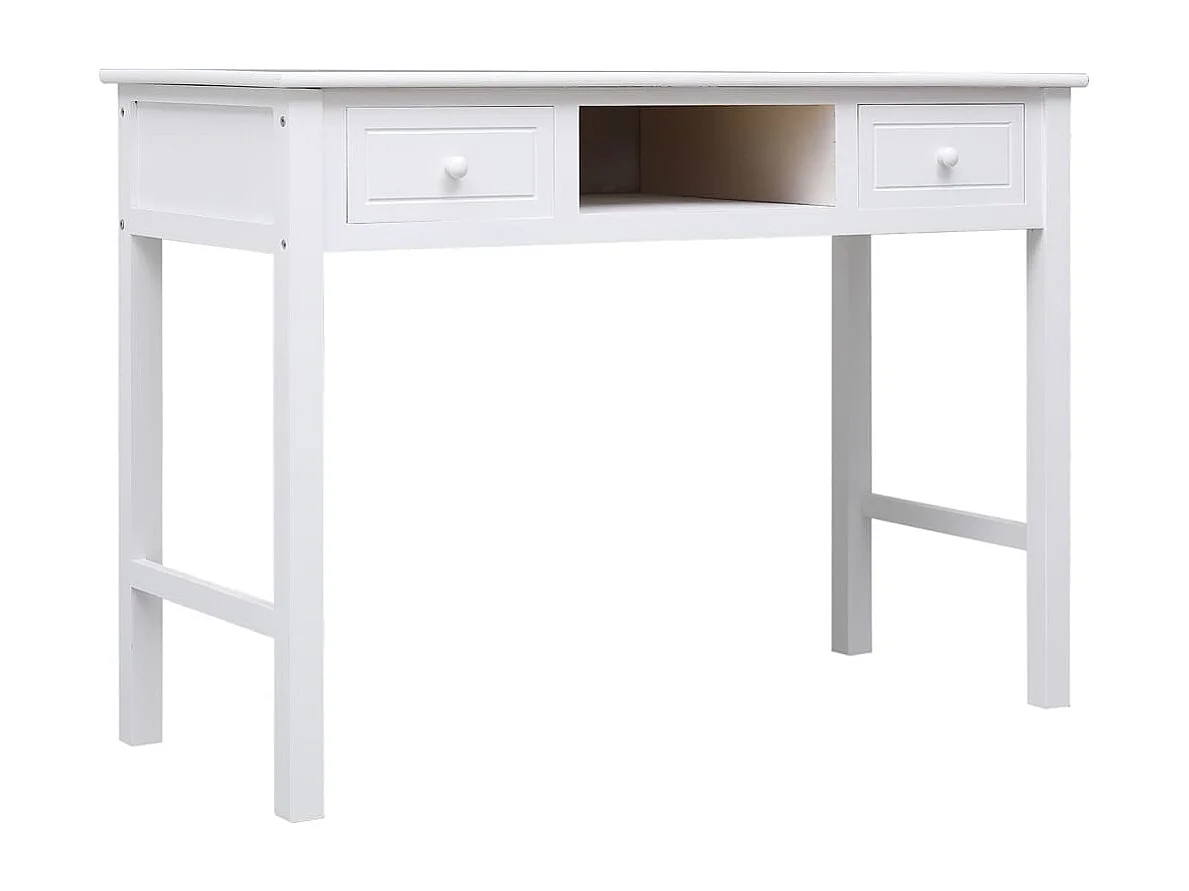 Bureau 108x45x76 cm massief paulowniahout wit