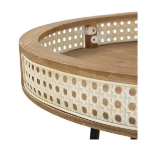 Bruine en zwarte houten en metalen salontafel, Ø 60×60,5 cm Bruine en zwarte houten en metalen salontafel, Ø 60×60,5 cm