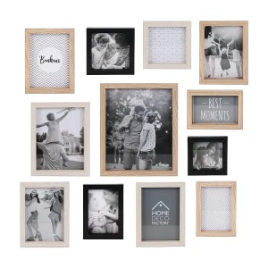 Fotolijst Hout Beige en Zwart X12 – Personaliseer je Fotomuur!