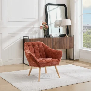 Fauteuil in terracotta-kleurige gestructureerde stof CASERTA Fauteuil in terracotta-kleurige gestructureerde stof CASERTA