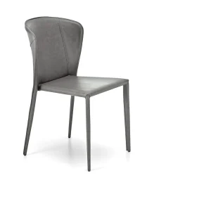 Break Chaise simili cuir gris 4 pcs