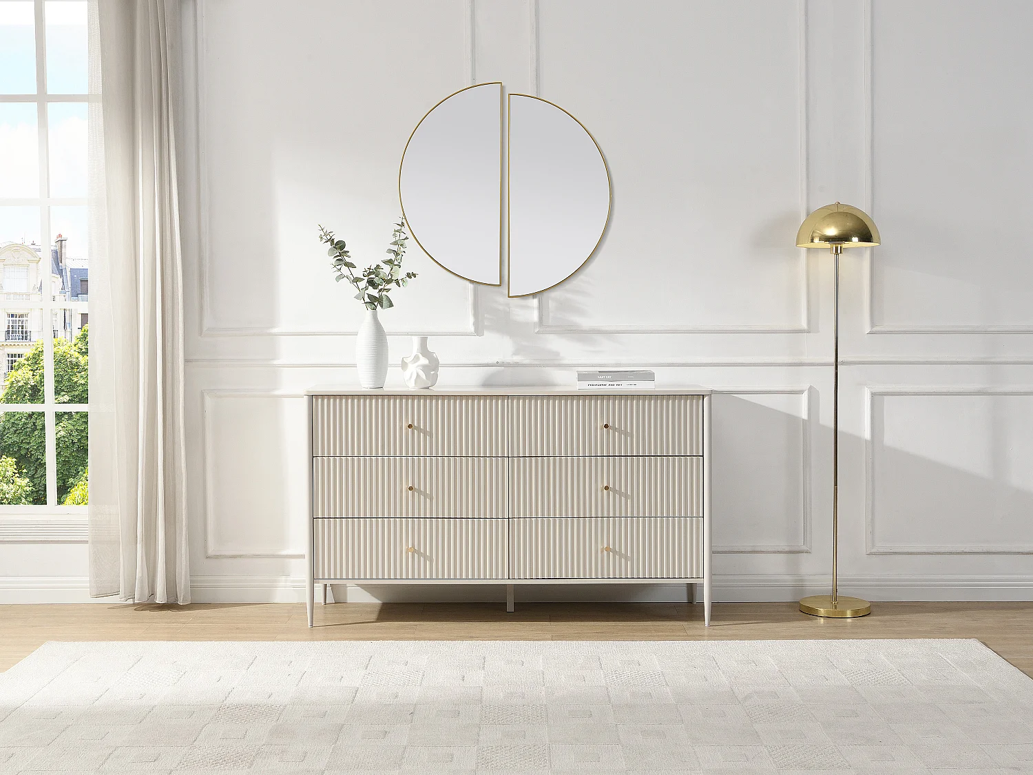 Ladekast 6 laden MDF beige en goudkleurig - CALITARO