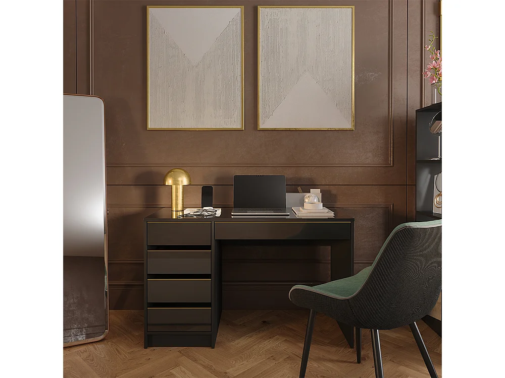 Bureau zwart hoogglans 55x120x75 sherry