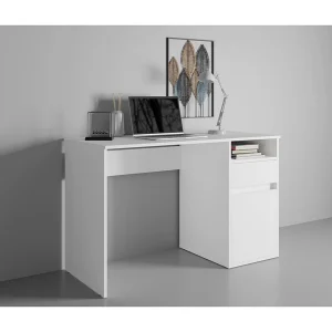 Bureau BILOU wit – 1 lade, 1 deur en 2 vakken – Strakke en heldere look voor kinderkamer Bureau BILOU wit – 1 lade, 1 deur en 2 vakken – Strakke en heldere look voor kinderkamer