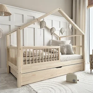 Hutbed 90×190 bedhek lattenbodem en lade inclusief Rosalie Bois Hutbed 90×190 bedhek lattenbodem en lade inclusief Rosalie Bois