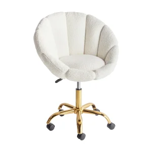 Bureaustoel Draaibaar ANNABELLE Bouclé Wit Bureaustoel Draaibaar ANNABELLE Bouclé Wit