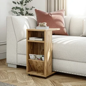 Rustieke Scandinavische houten bijzettafel "Filinta" – Bruin 30 x 40 x 63 cm Rustieke Scandinavische houten bijzettafel "Filinta" – Bruin 30 x 40 x 63 cm