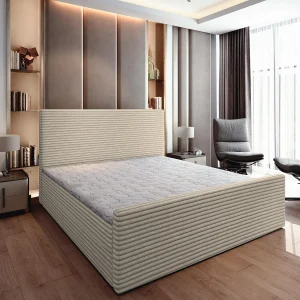 Boxspringbed BRENTO 160×200 cm Set met hoofdbord, bedbodem en matras, Crème Boxspringbed BRENTO 160×200 cm Set met hoofdbord, bedbodem en matras, Crème