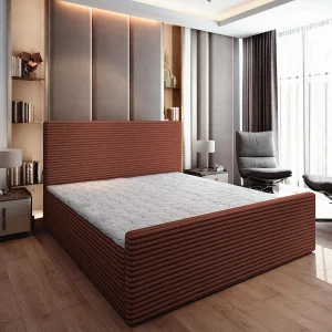 Boxspringbed BRENTO 160×200 cm Set met hoofdbord, bedbodem en matras, Bruin Boxspringbed BRENTO 160×200 cm Set met hoofdbord, bedbodem en matras, Bruin