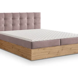 Boxspringbed MOLVEN 140×200 cm Set met hoofdbord, bedbodem en matras, Poederroze Boxspringbed MOLVEN 140×200 cm Set met hoofdbord, bedbodem en matras, Poederroze