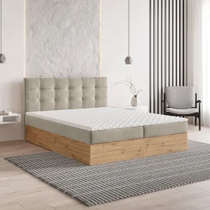 Boxspringbed MOLVEN 140×200 cm Set met hoofdbord, bedbodem en matras, Beige Boxspringbed MOLVEN 140×200 cm Set met hoofdbord, bedbodem en matras, Beige