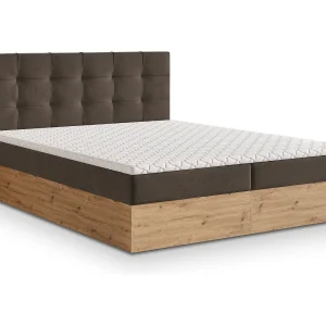 Boxspringbed MOLVEN 140×200 cm Set met hoofdbord, bedbodem en matras, Bruin Boxspringbed MOLVEN 140×200 cm Set met hoofdbord, bedbodem en matras, Bruin