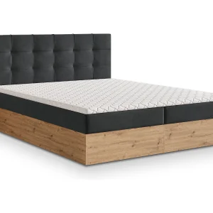 Boxspringbed MOLVEN 140×200 cm Set met hoofdbord, bedbodem en matras, Antracietgrijs Boxspringbed MOLVEN 140×200 cm Set met hoofdbord, bedbodem en matras, Antracietgrijs