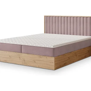 Boxspringbed VARELI 180×200 cm Set met hoofdbord, bedbodem en matras, Poederroze Boxspringbed VARELI 180×200 cm Set met hoofdbord, bedbodem en matras, Poederroze
