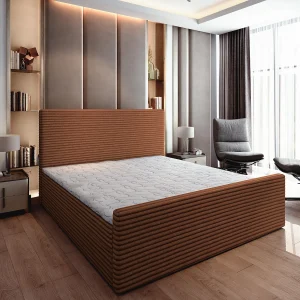 Boxspringbed BRENTO 160×200 cm Set met hoofdbord, bedbodem en matras, Koperkleurig Boxspringbed BRENTO 160×200 cm Set met hoofdbord, bedbodem en matras, Koperkleurig