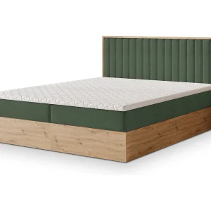 Boxspringbed VARELI 180×200 cm Set met hoofdbord, bedbodem en matras, Groen Boxspringbed VARELI 180×200 cm Set met hoofdbord, bedbodem en matras, Groen
